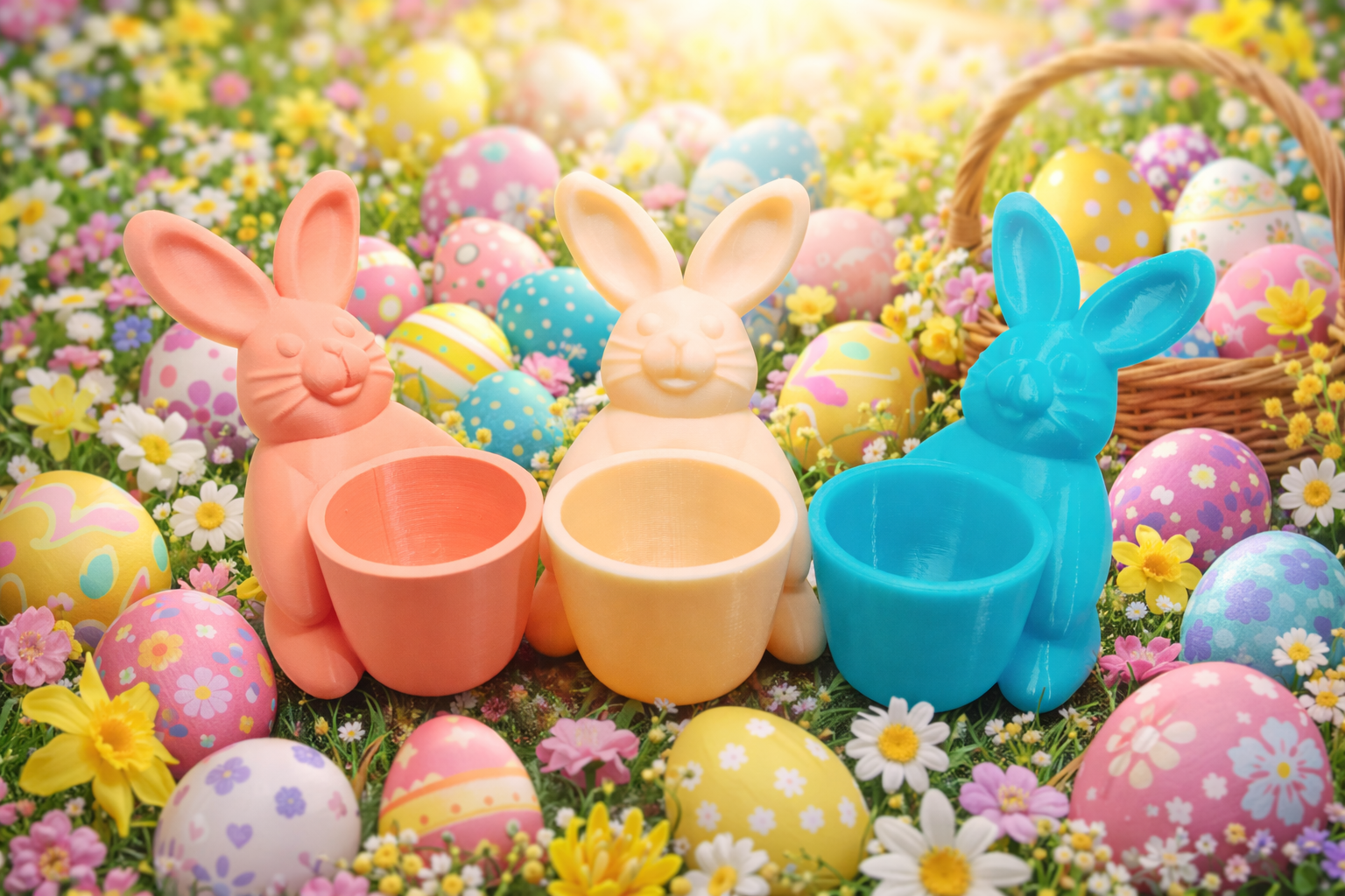 Πασχαλινό Διακοσμητικό Λαγουδάκι με Θήκη – 3D Printed Κεραμικό Look, Ιδανικό για Πασχαλινά Γλυκά & Διακόσμηση