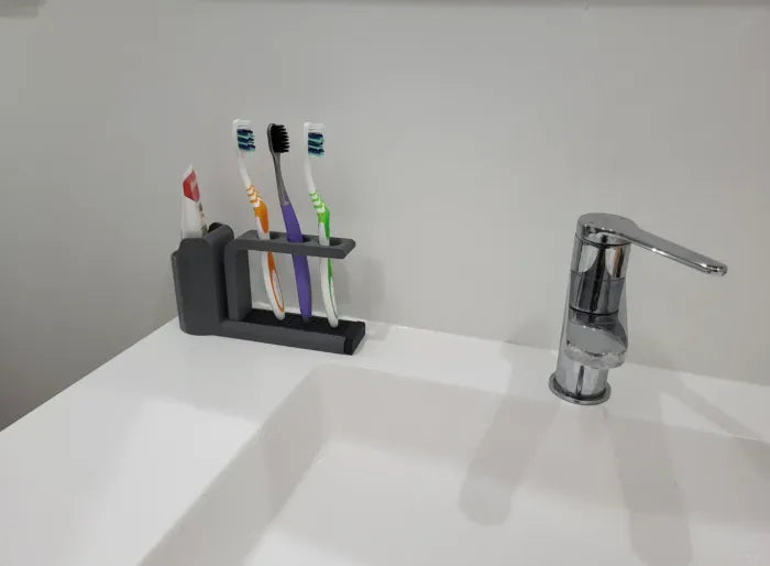 3D Printed Toothbrush Holder with Toothpaste Slot – Hygienic PLA Bathroom Organizer