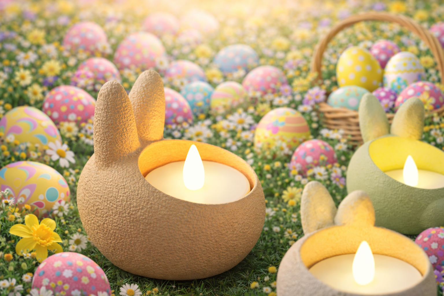 Πασχαλινό Κηροπήγιο Λαγουδάκι – Διακοσμητική Θήκη για Ρεσώ με Ζεστό Φως