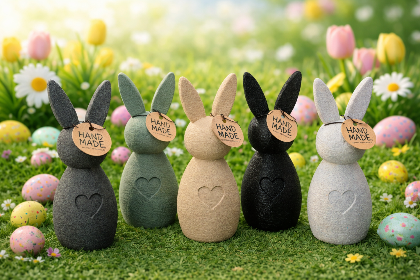 Πασχαλινό Διακοσμητικό Λαγουδάκι Χειροποίητης Όψης με Καρδιά – Μοντέρνα Πασχαλινή Διακόσμηση