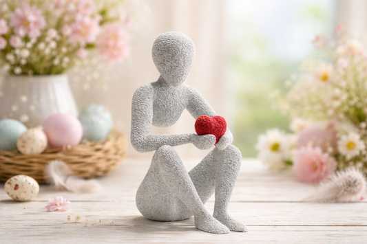 Μοντέρνο Διακοσμητικό Ανθρωπάκι 3D Printed με Καρδιά – Minimal Γλυπτό Αγάπης από PLA