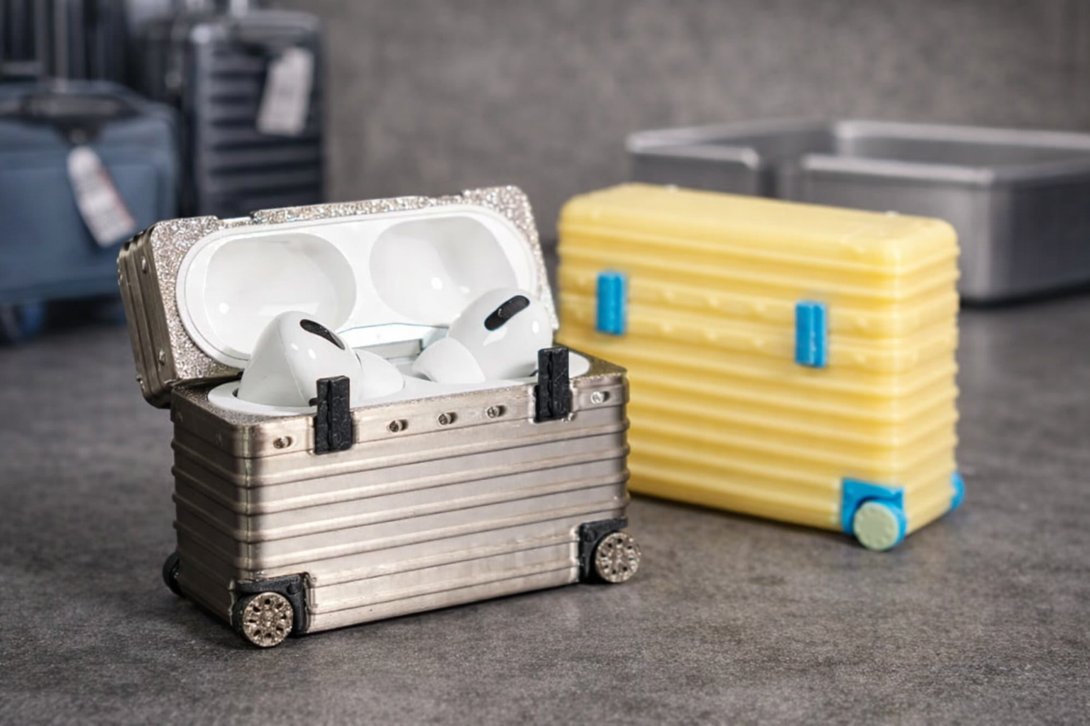 Θήκη Προστασίας για AirPods σε Σχέδιο Βαλίτσας Ταξιδιού – Ανθεκτική Σιλικόνη