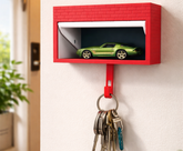 Automatic Garage Door Key Holder – Open/Close Parking Key Rack with Mini Car Display, Wall-Mounted Key Organizer for Home & Office