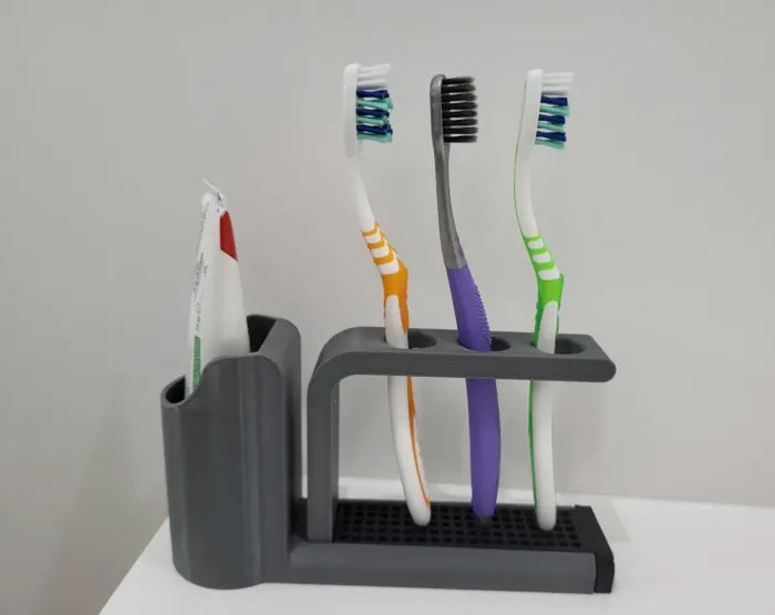 3D Printed Toothbrush Holder with Toothpaste Slot – Hygienic PLA Bathroom Organizer